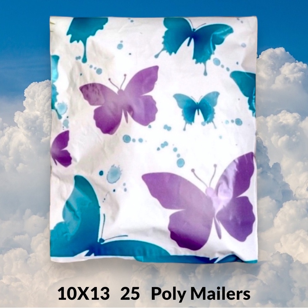 ( Quantity 25 10x13 ) Butterflies Blue Purple Poly Mailer Bag Shipping Envelopes